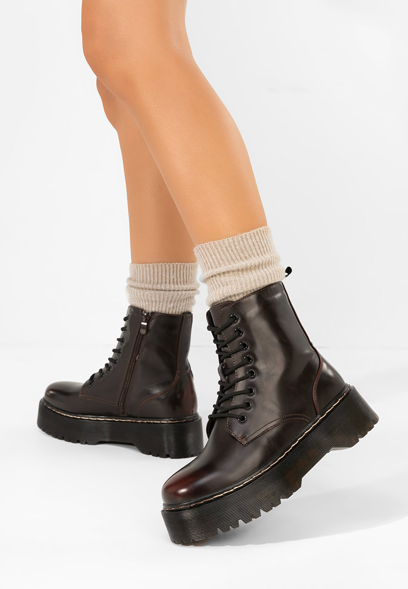 Bordowe workery damskie Martensa