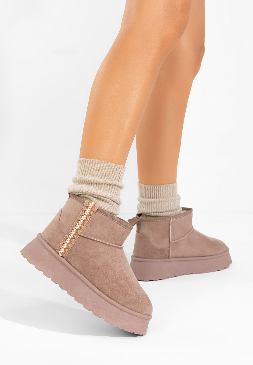 Khaki botki na platformie Kristin