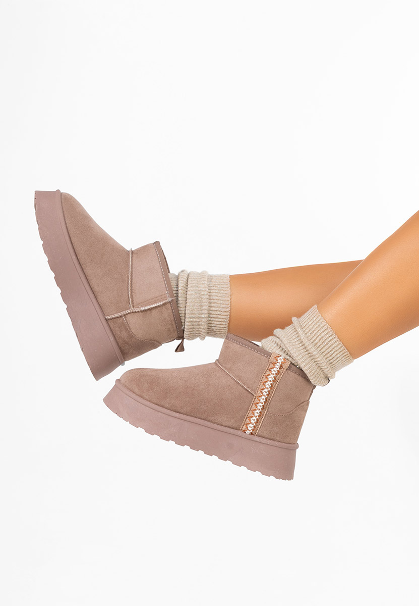 Khaki botki na platformie Kristin