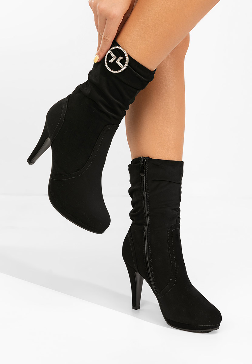 Czarne botki na szpilce Lunavira