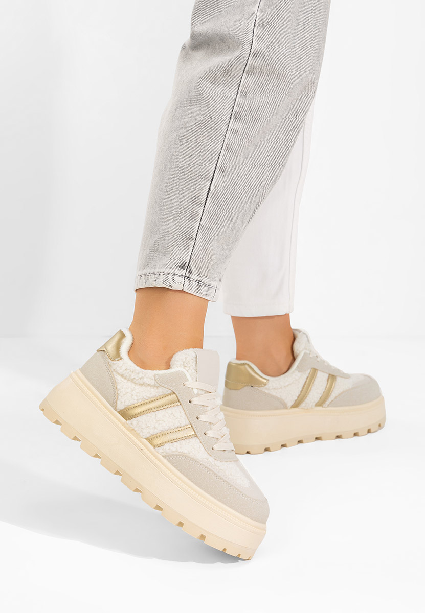 Beżowe sneakersy na platformie Janeia