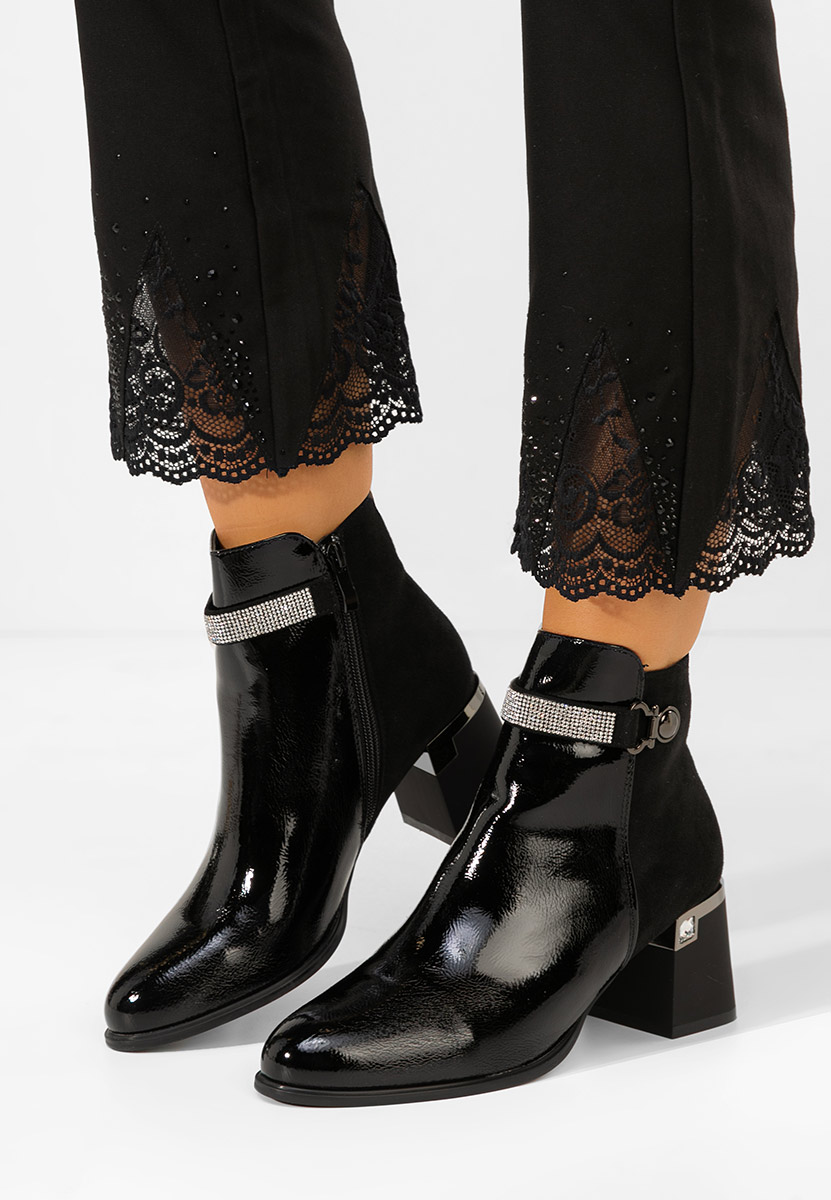 Czarne botki na obcasie Grasiela