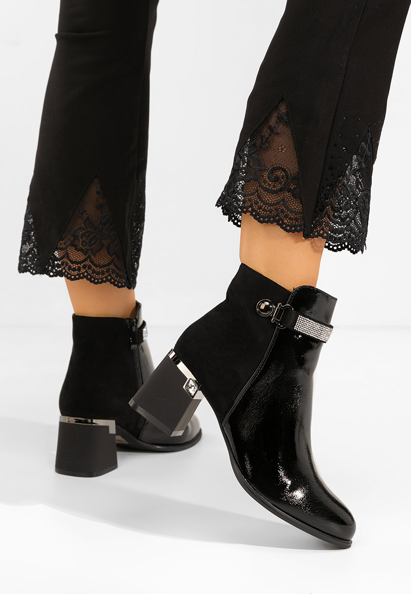 Czarne botki na obcasie Grasiela