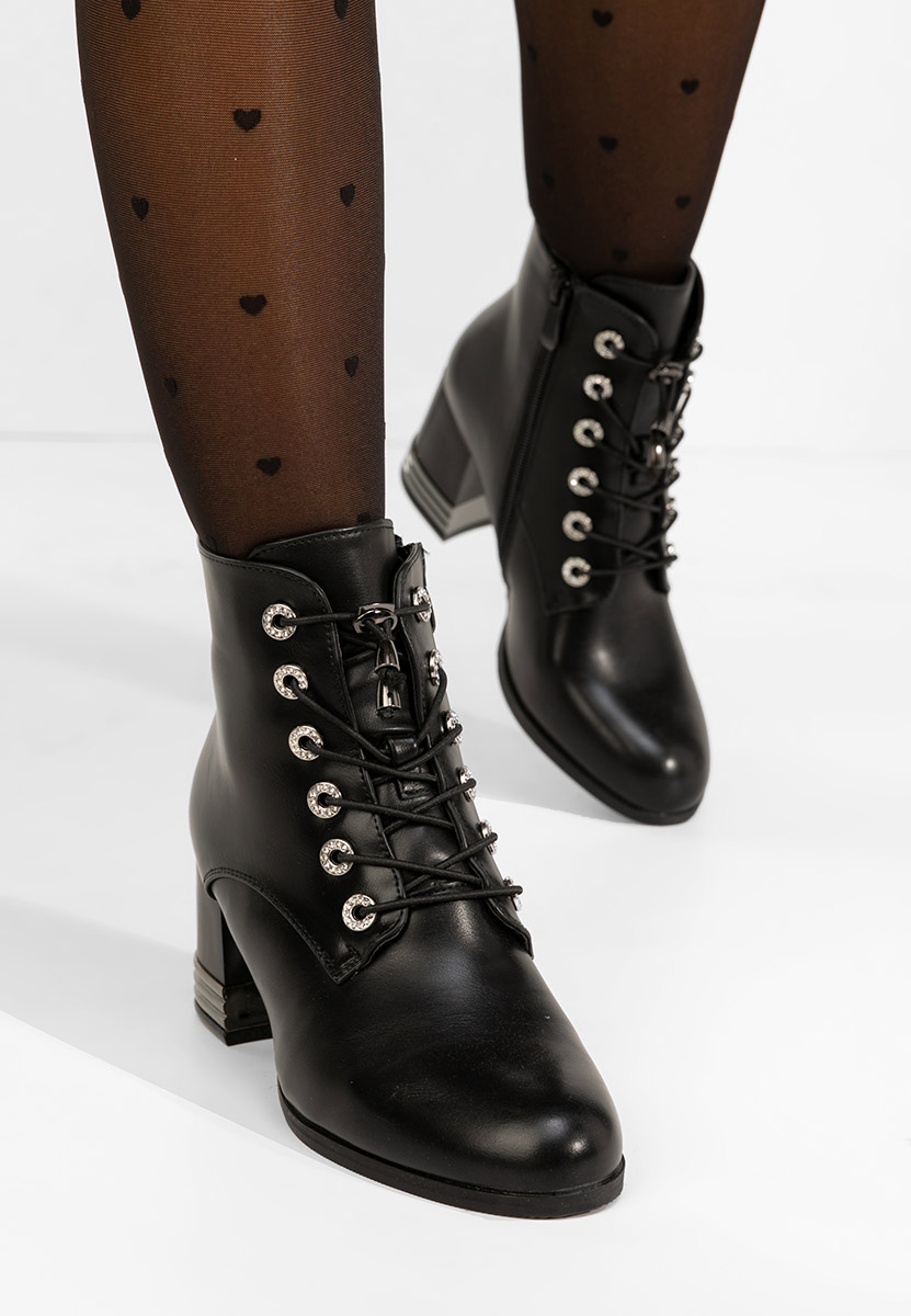 Czarne botki na słupku Takina V2