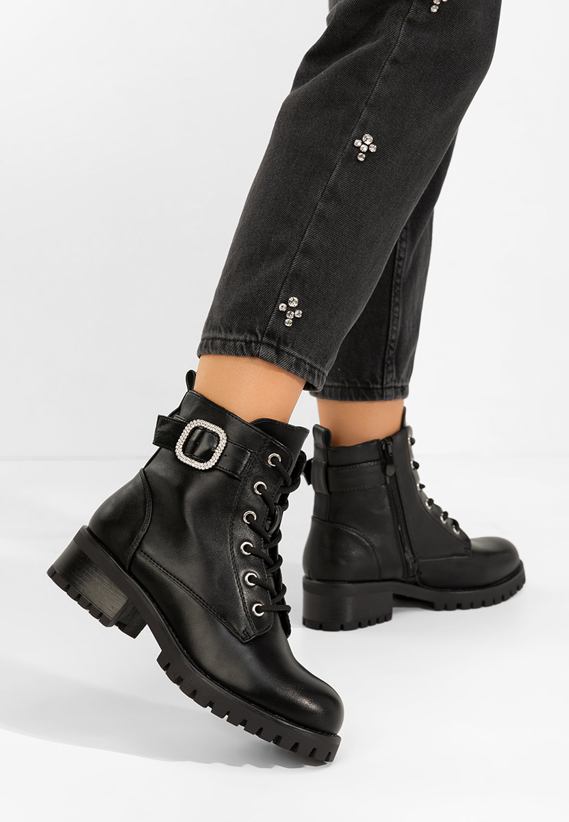 Czarne botki płaskie Garneta V2