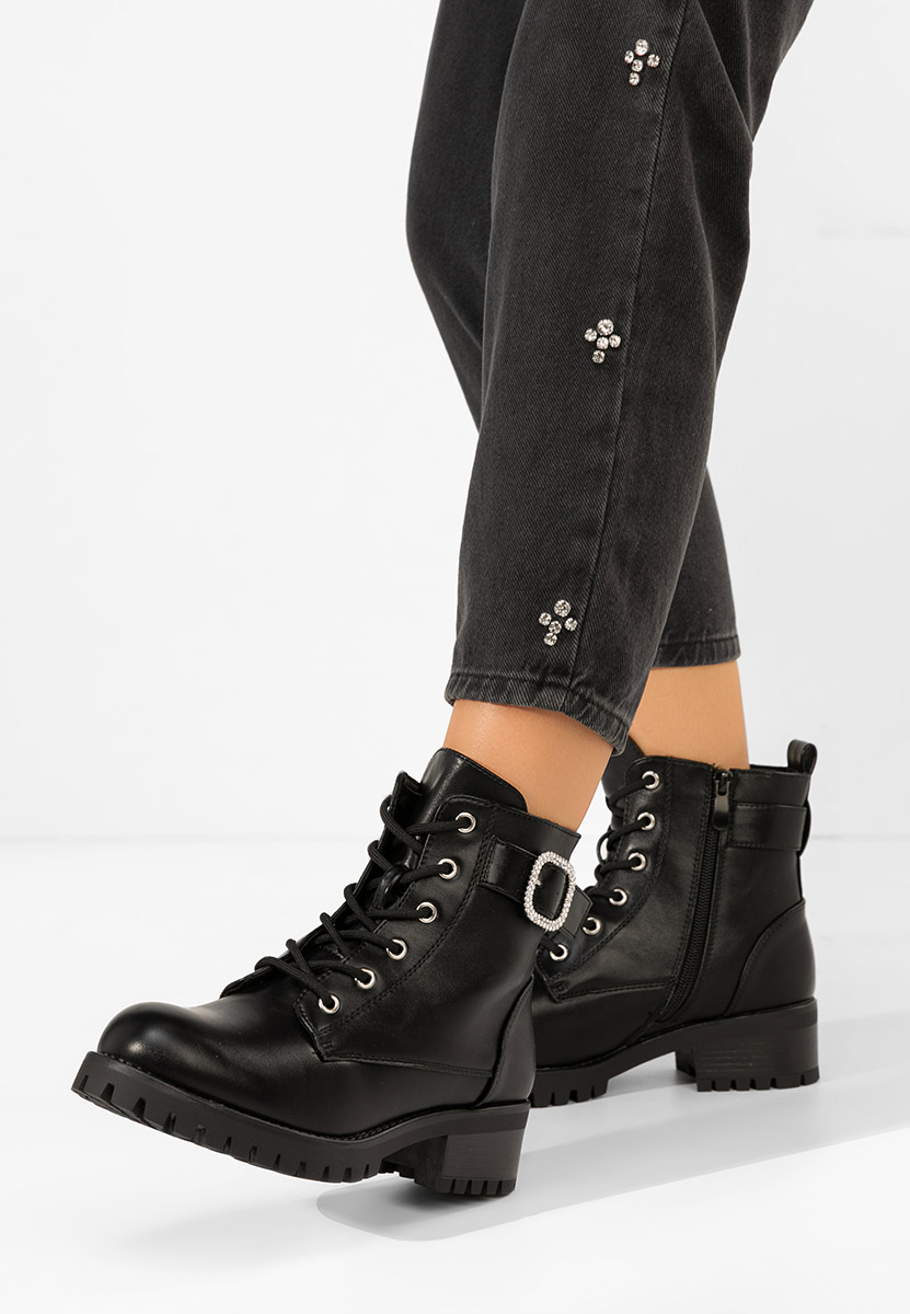 Czarne botki płaskie Garneta V2