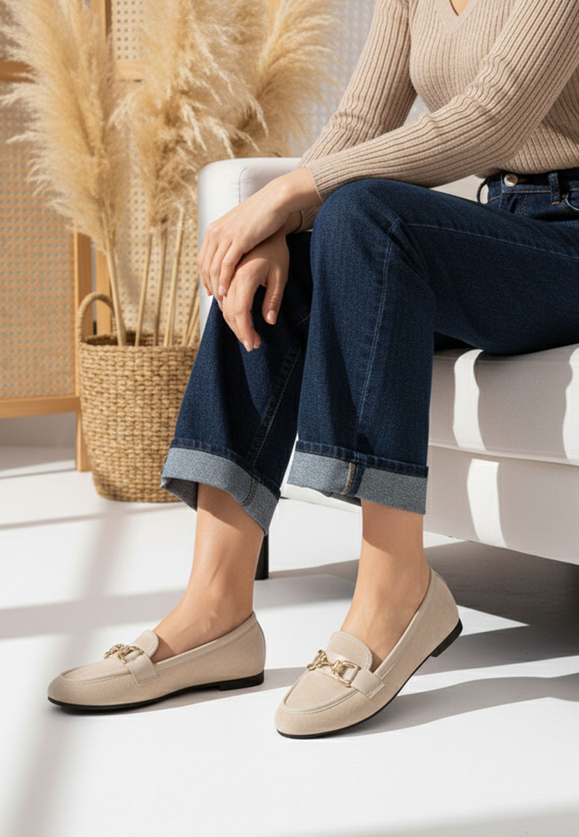 Beżowe mokasyny damskie Maribel V2