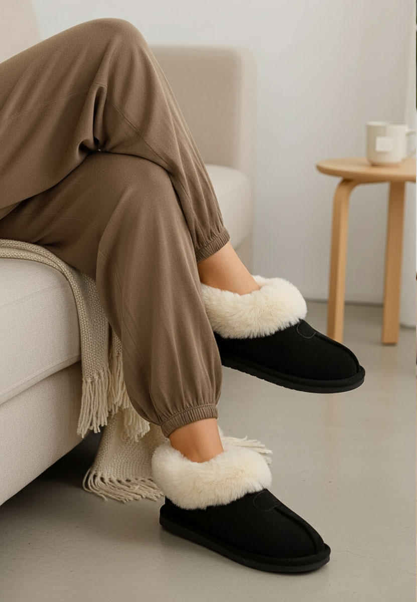 Czarne kapcie damskie Olaria