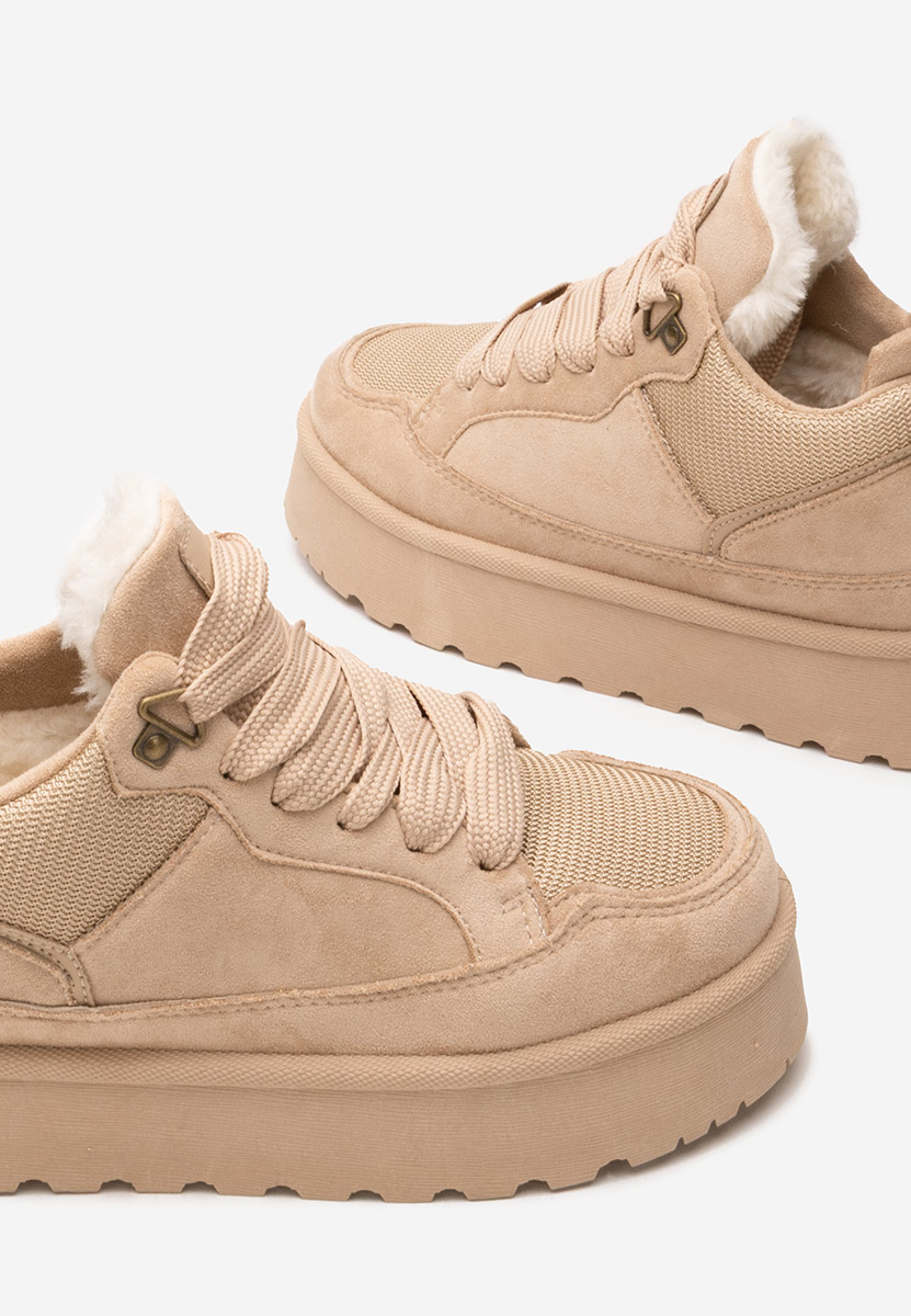 Khaki sneakersy na platformie Isariel