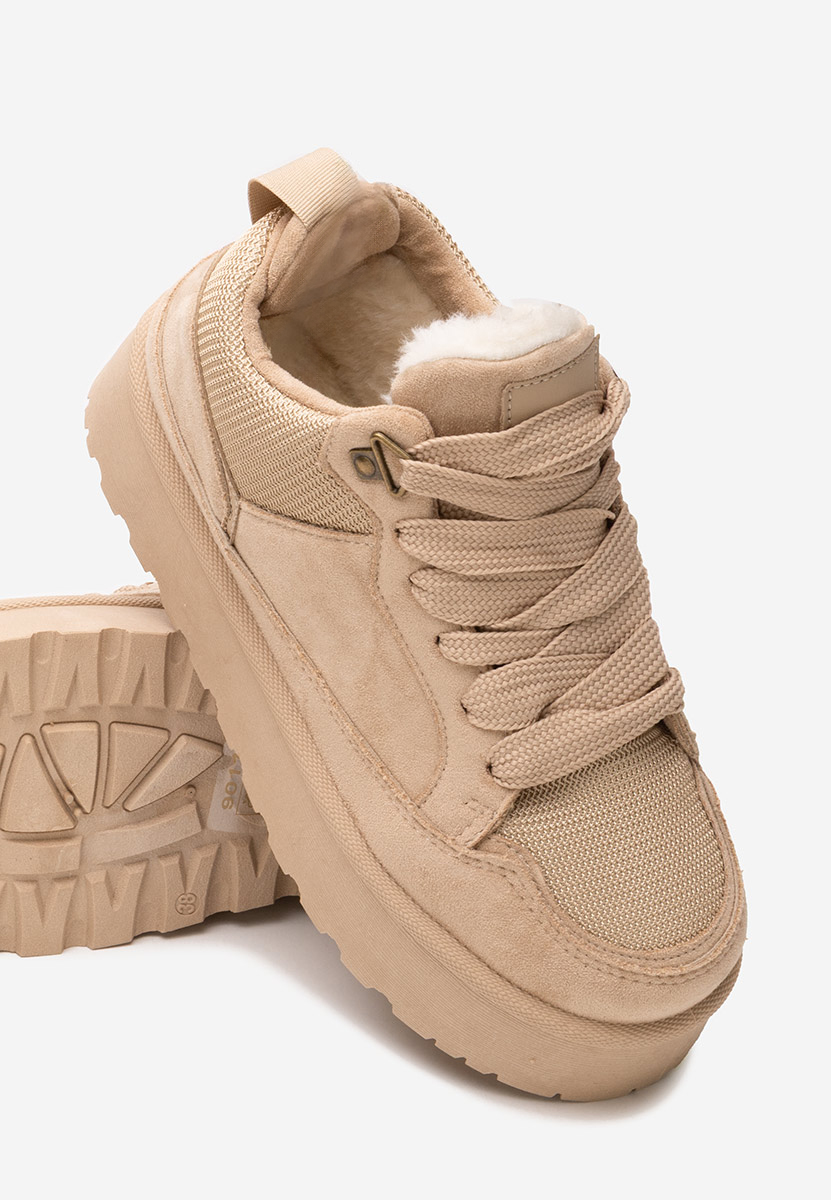 Khaki sneakersy na platformie Isariel