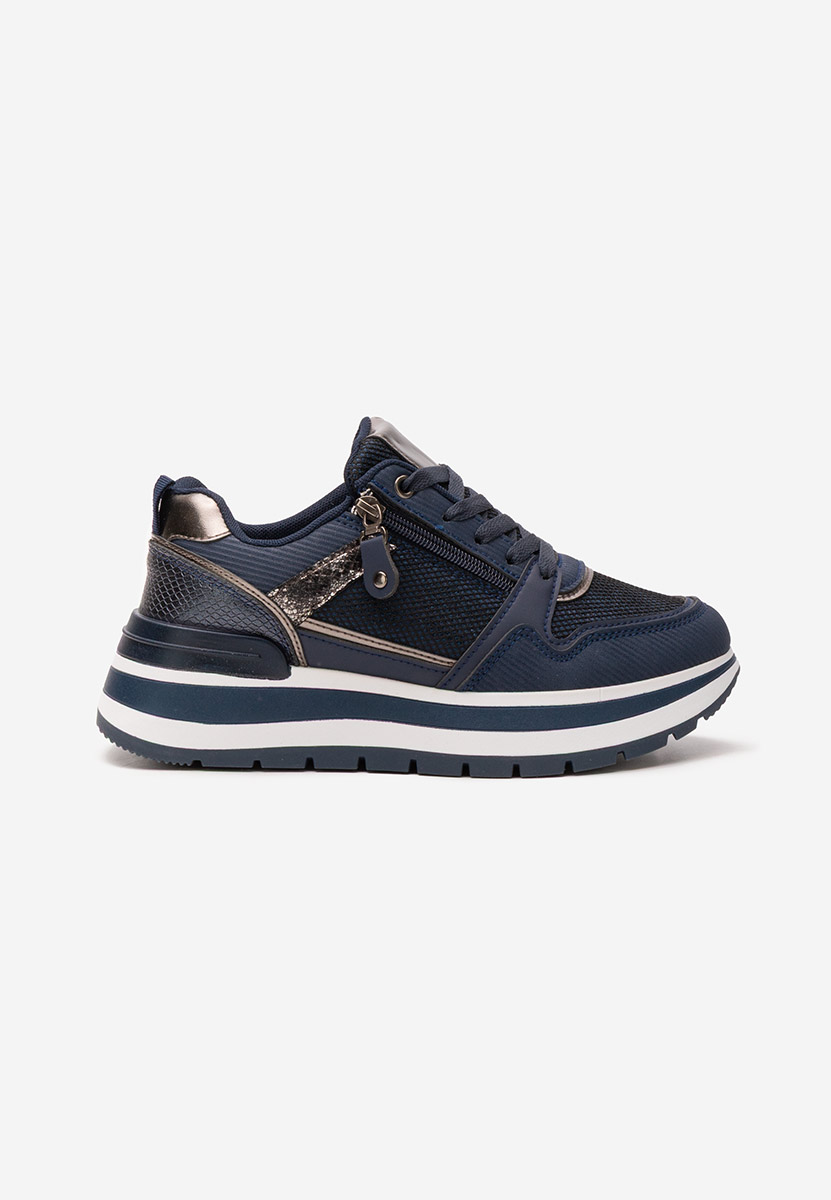 Granatowe sneakersy na koturnie Selviana