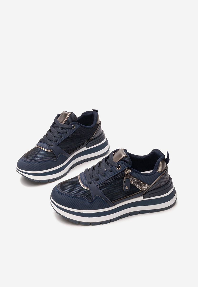 Granatowe sneakersy na koturnie Selviana