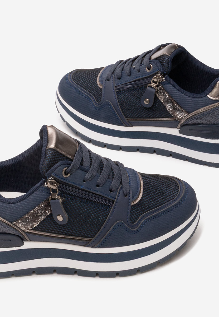 Granatowe sneakersy na koturnie Selviana