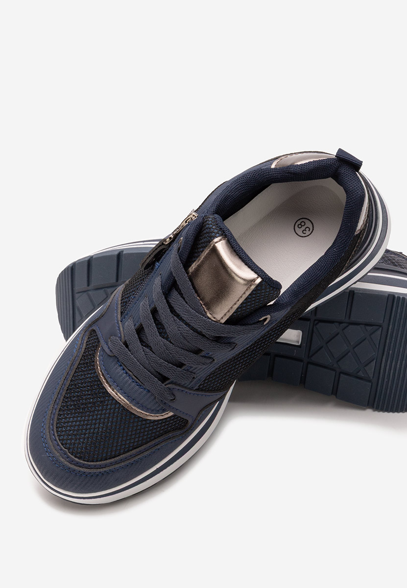 Granatowe sneakersy na koturnie Selviana