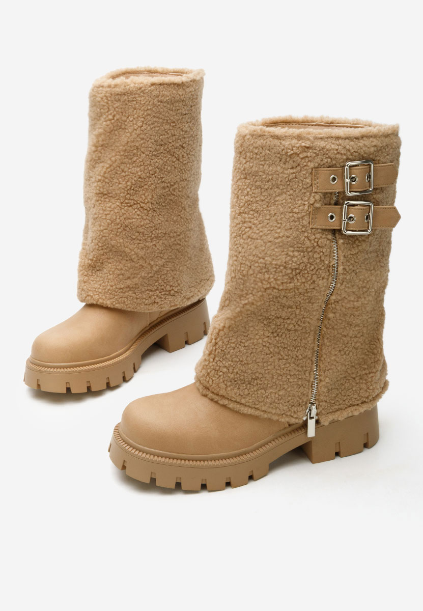 Khaki kozaki płaskie Morina