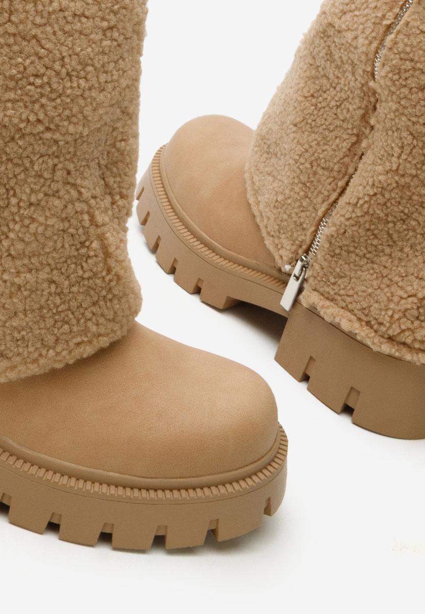 Khaki kozaki płaskie Morina