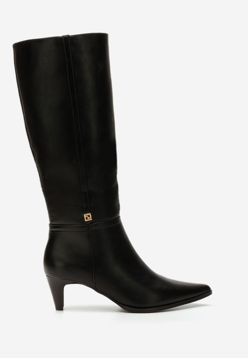 Czarne kozaki na obcasie Clorina