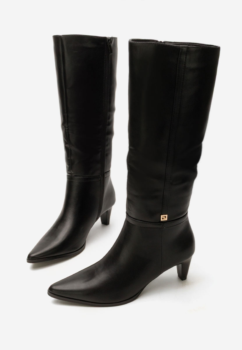 Czarne kozaki na obcasie Clorina