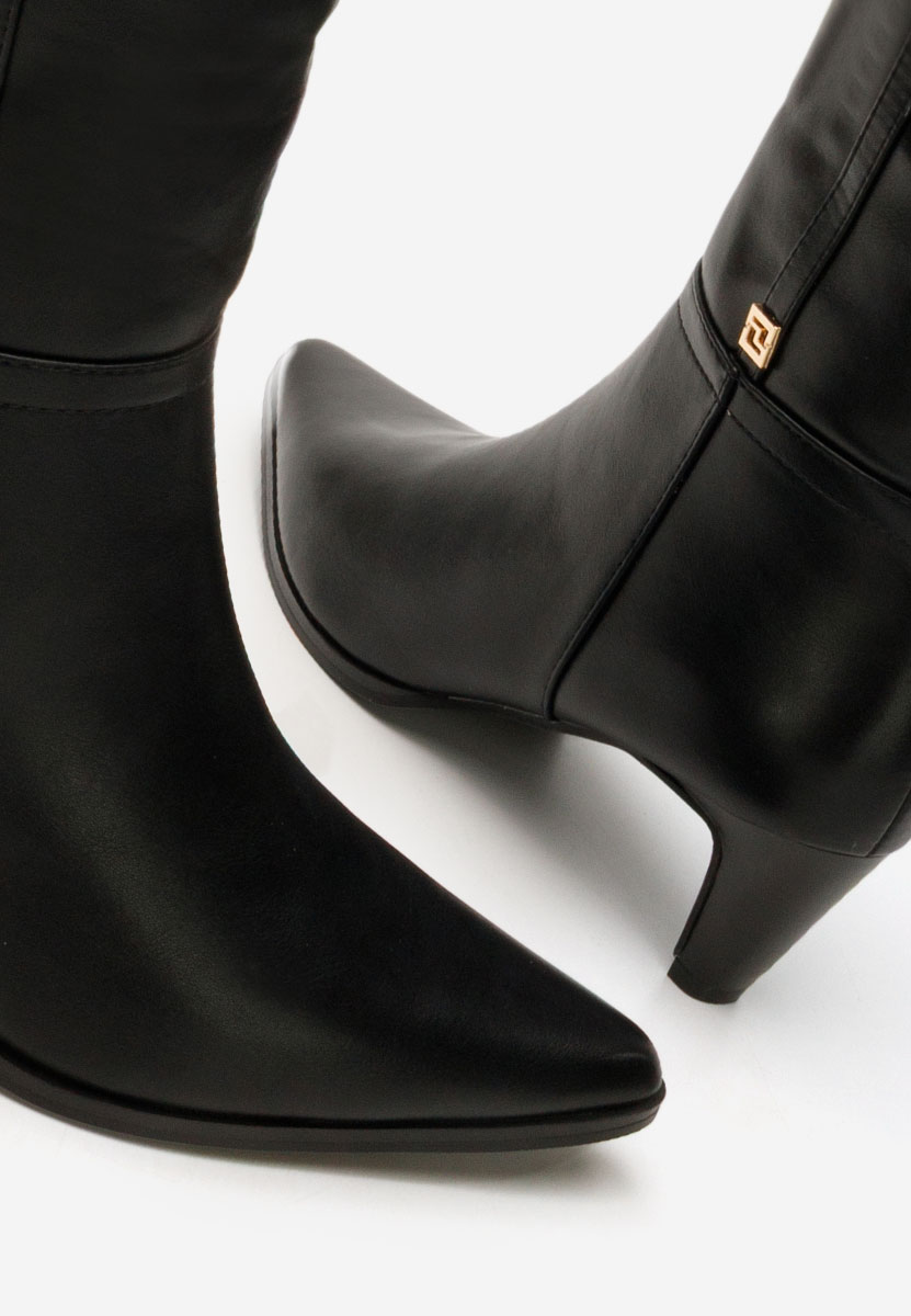 Czarne kozaki na obcasie Clorina