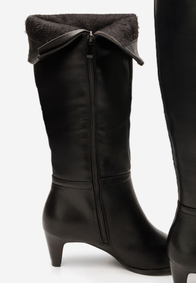 Czarne kozaki na obcasie Clorina