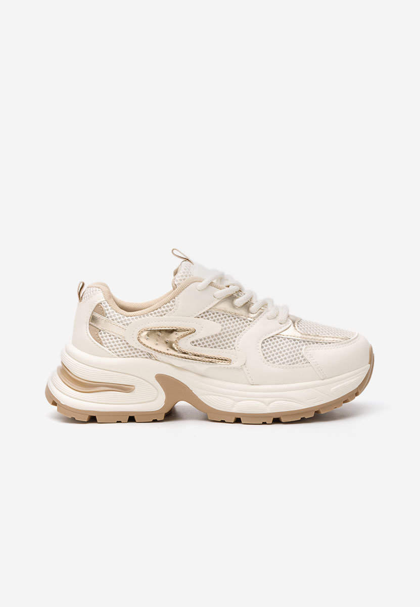 Beżowe sneakersy na koturnie Ismira