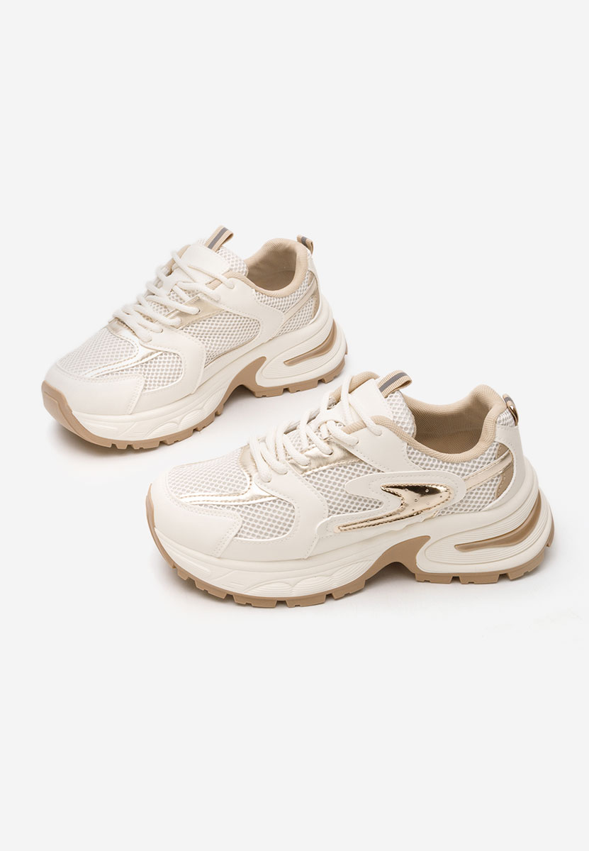 Beżowe sneakersy na koturnie Ismira