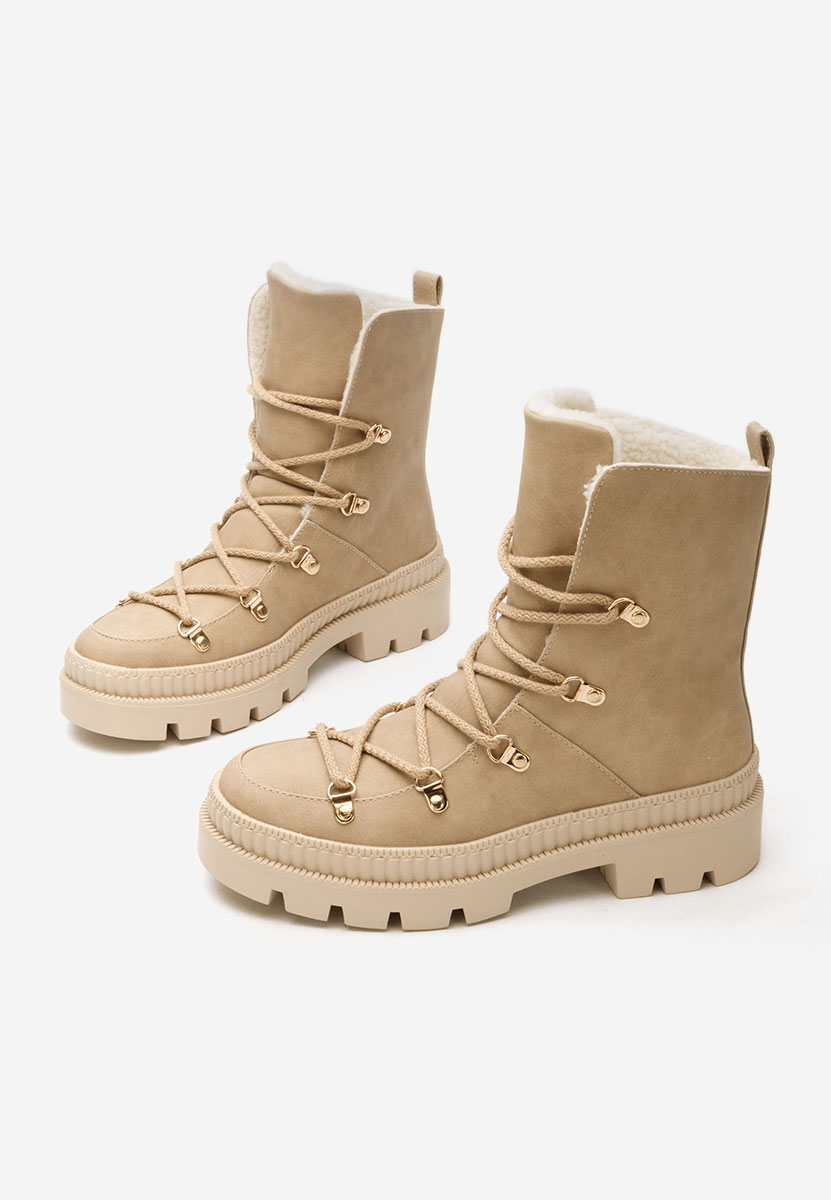 Khaki botki damskie ocieplane Solira Khaki botki damskie ocieplane Solira