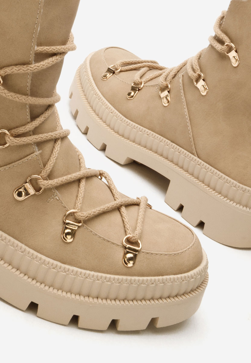 Khaki botki damskie ocieplane Solira Khaki botki damskie ocieplane Solira