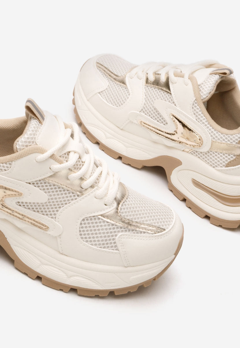 Beżowe sneakersy na koturnie Ismira
