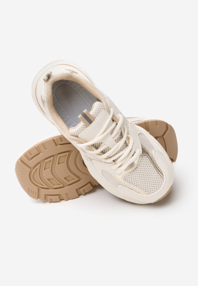 Beżowe sneakersy na koturnie Ismira