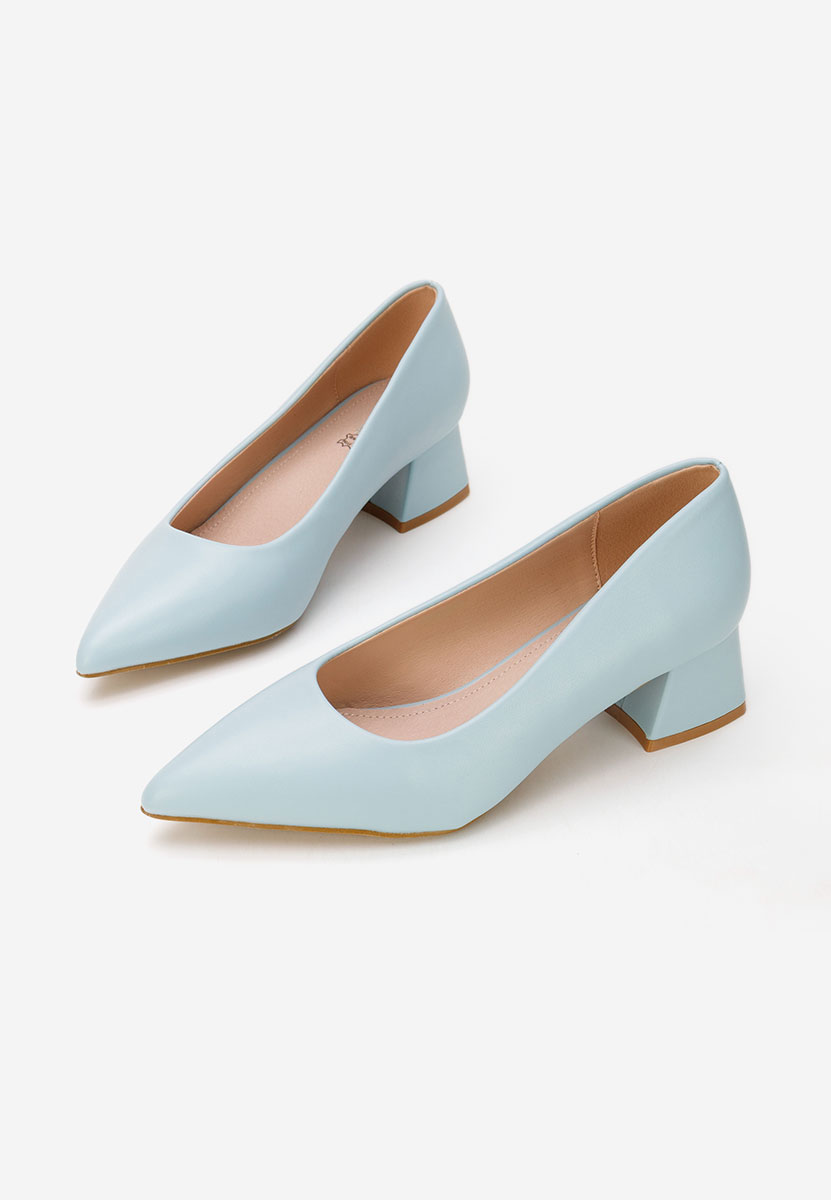 Niebieski czółenka na niskim obcasie Alleva V2