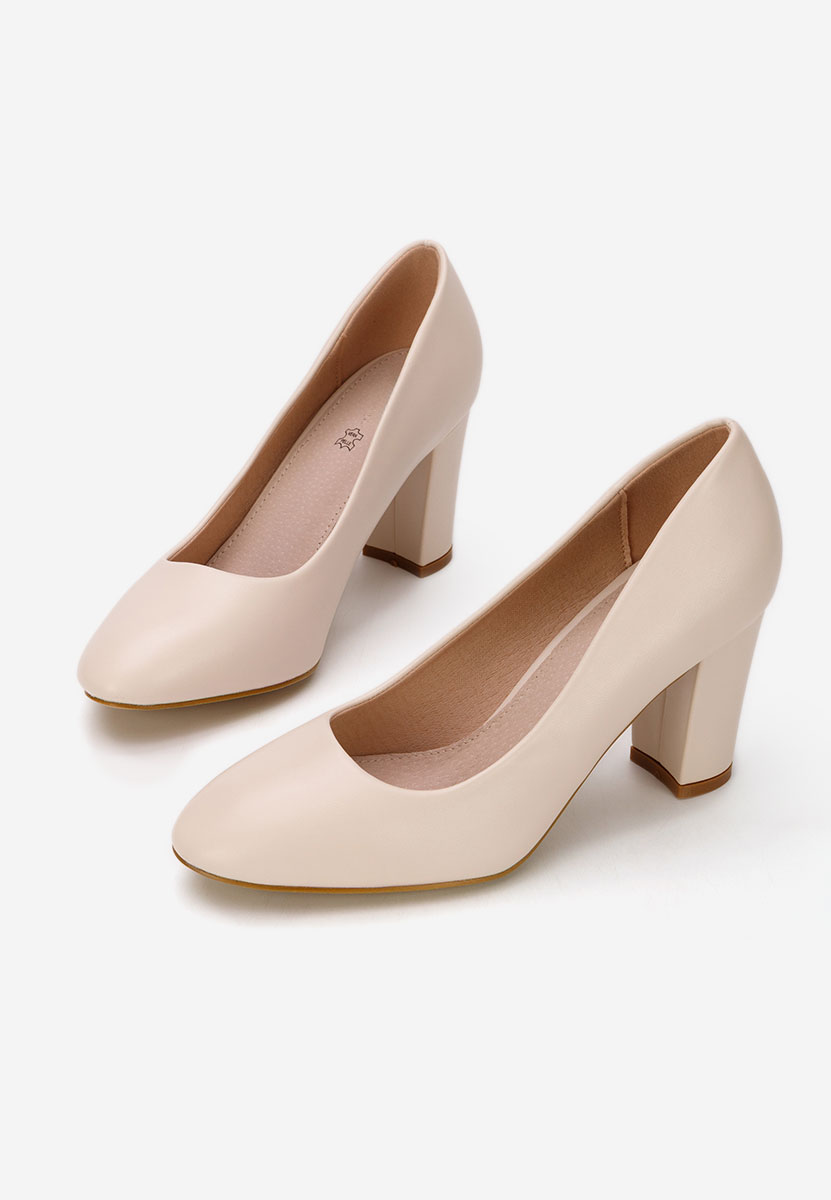 Beżowe czółenka na słupku Bonanza V2