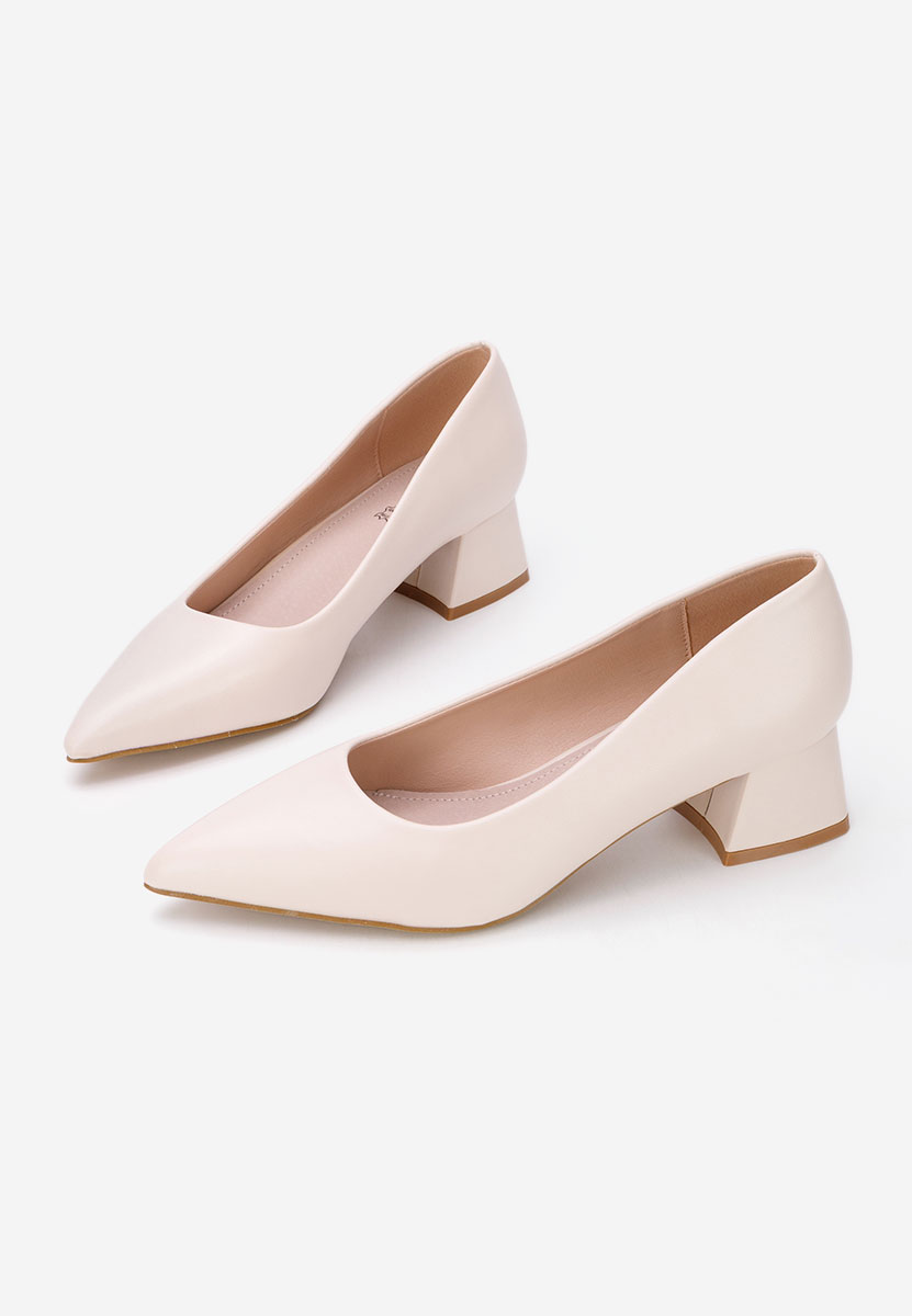 Beżowe czółenka na niskim obcasie Alleva V2