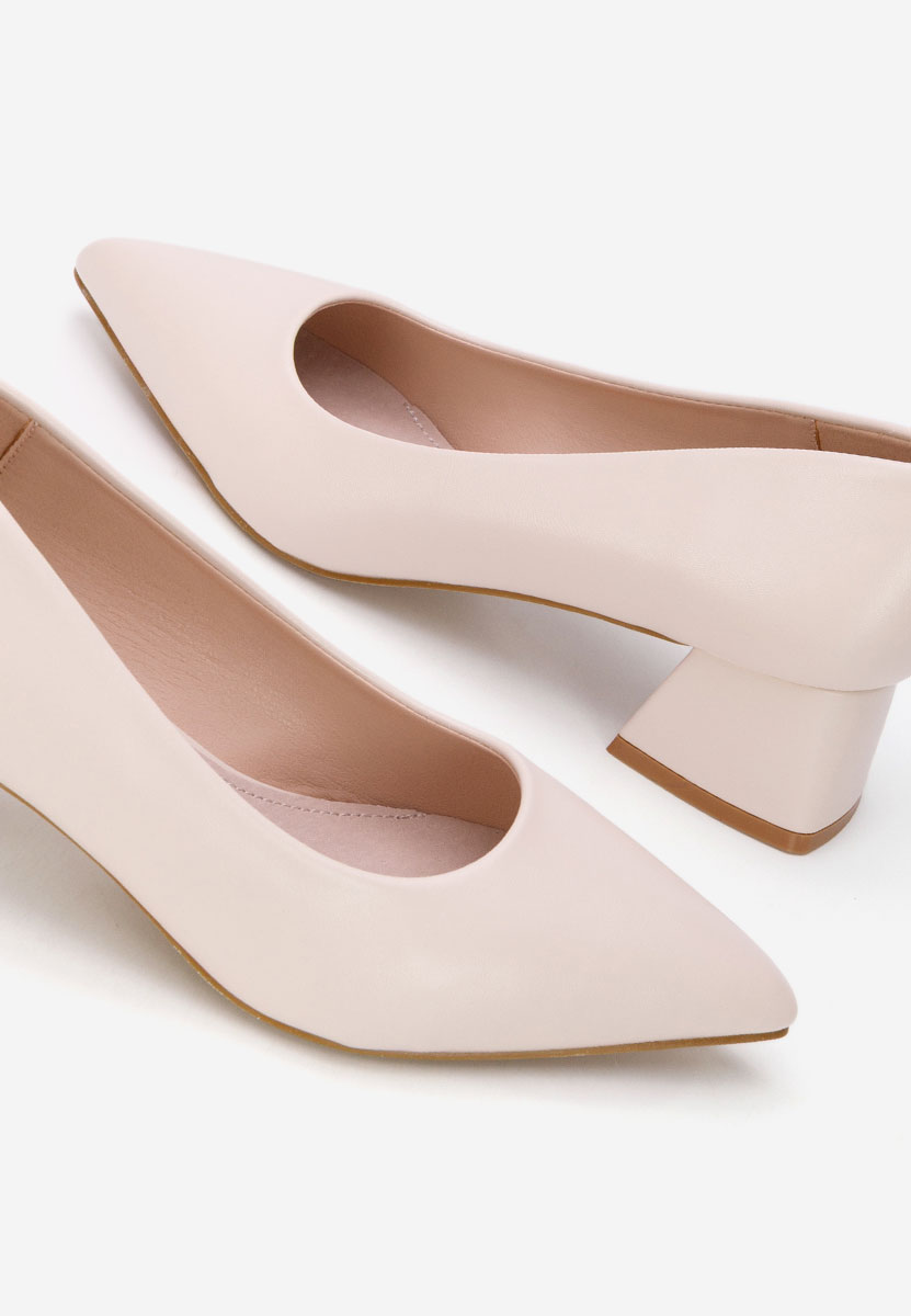 Beżowe czółenka na niskim obcasie Alleva V2