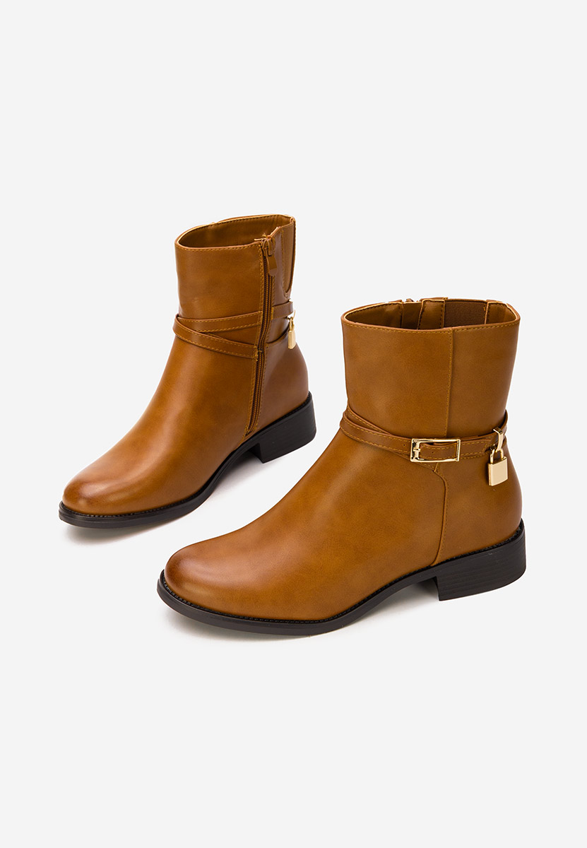 Camelowe botki płaskie Aurisel