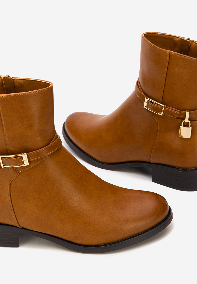 Camelowe botki płaskie Aurisel