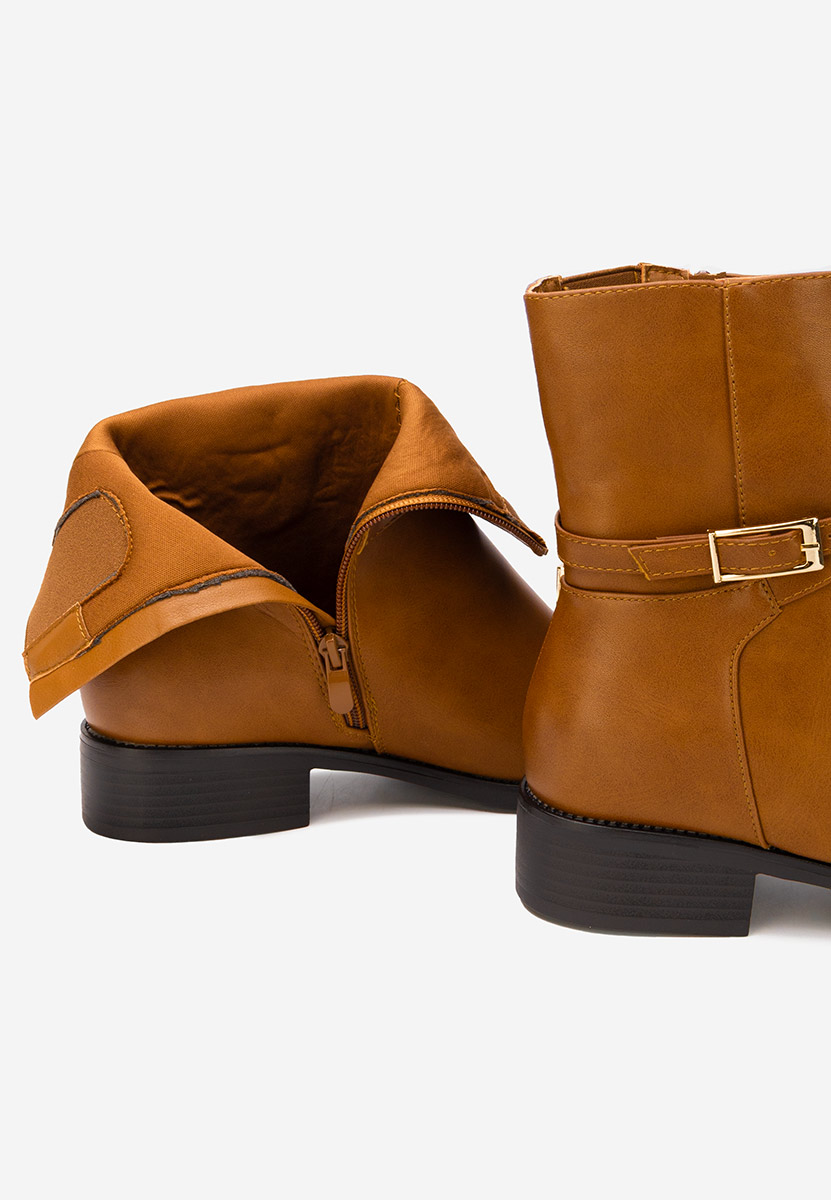 Camelowe botki płaskie Aurisel