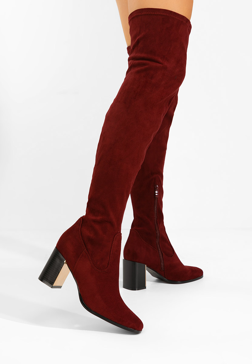 Bordowe długie kozaki za kolano Jeanne V2