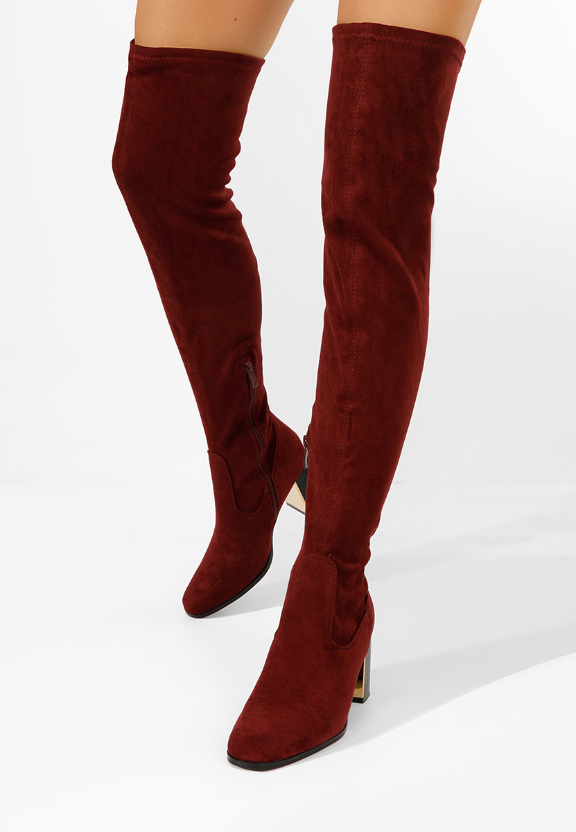Bordowe długie kozaki za kolano Jeanne V2