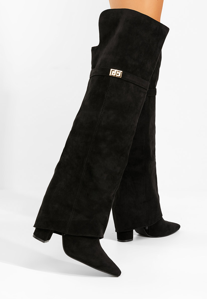 Czarne długie kozaki za kolano Crisia V2