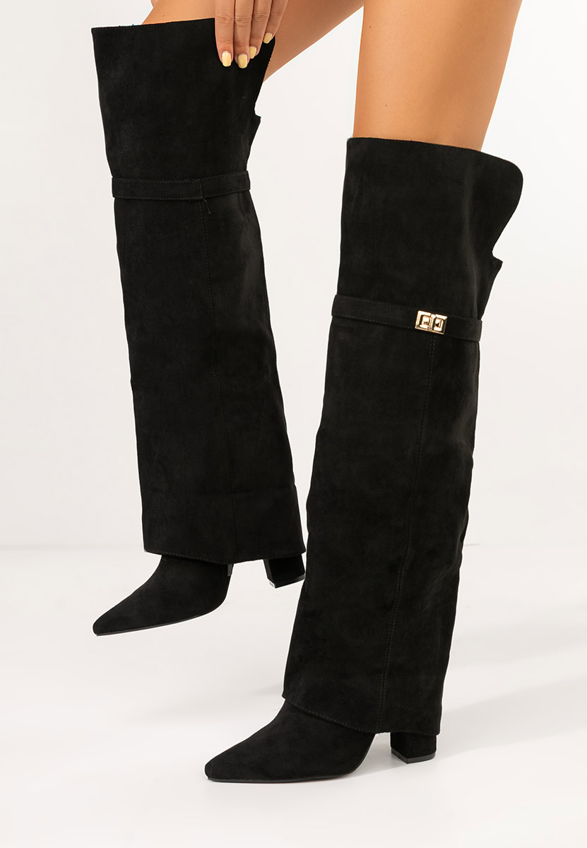 Czarne długie kozaki za kolano Crisia V2