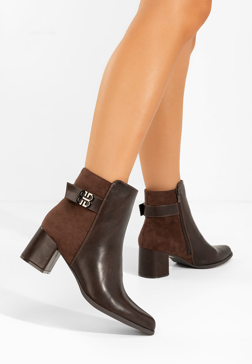 Brązowe botki na słupku Marivora V2