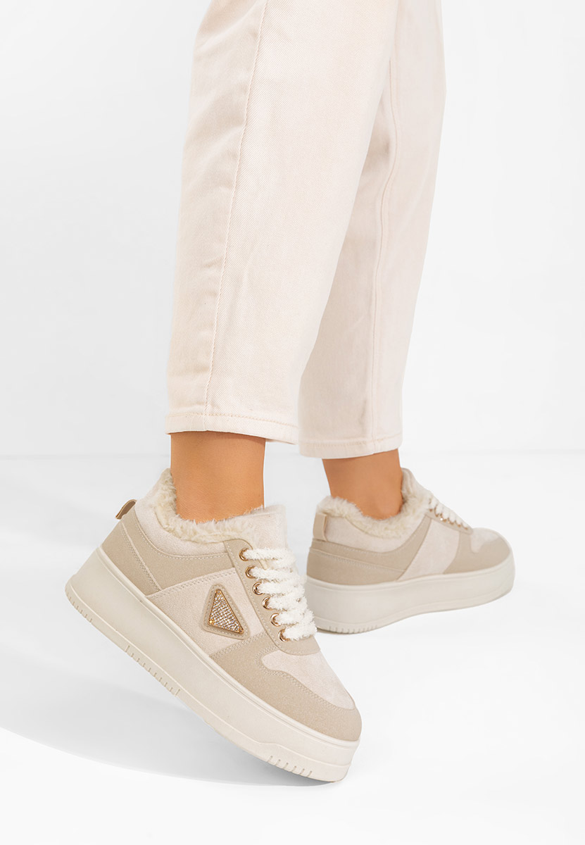 Beżowe sneakersy na platformie Elivra