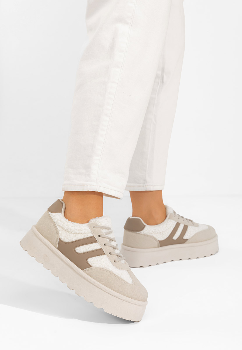 Beżowe sneakersy na platformie Luniva