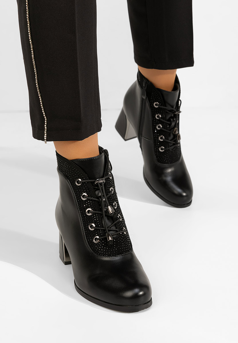 Czarne botki na słupku Larae V2