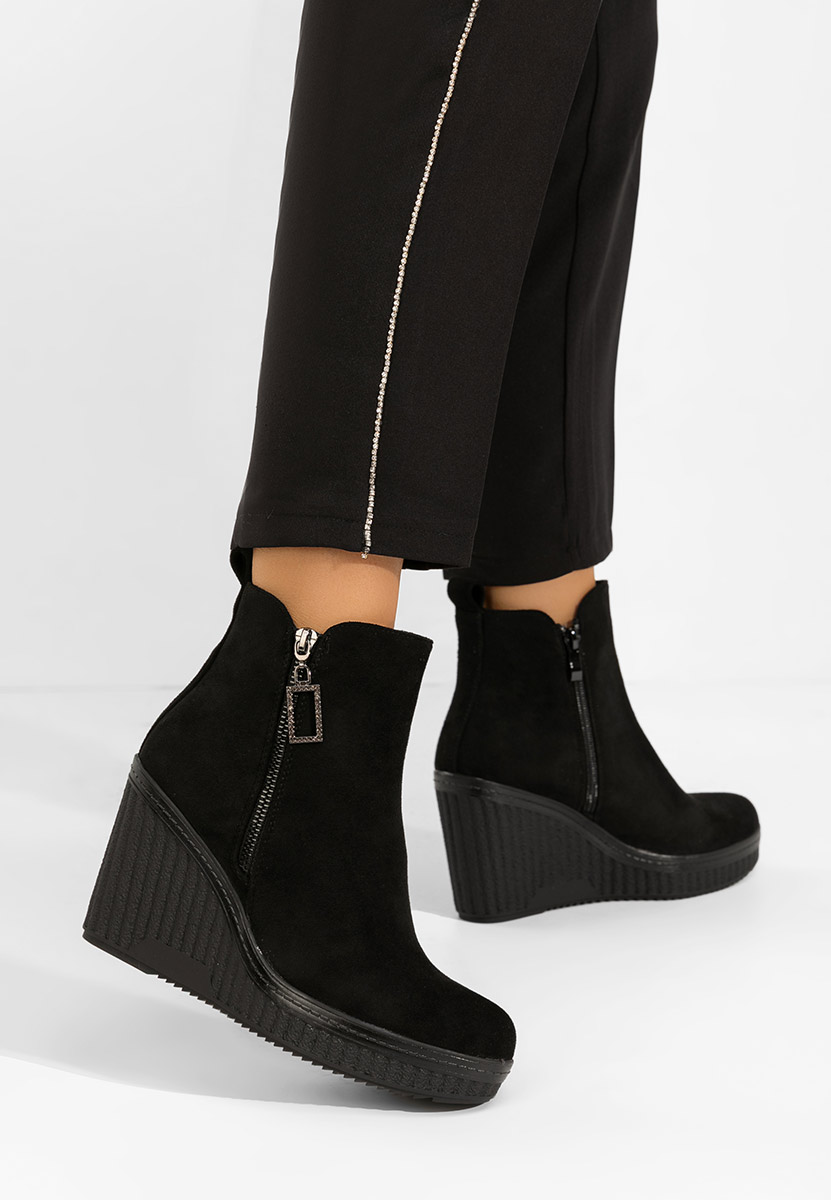 Czarne botki na koturnie Charlet V2