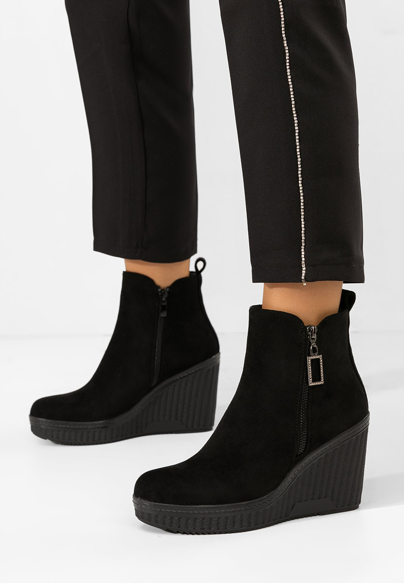 Czarne botki na koturnie Charlet V2