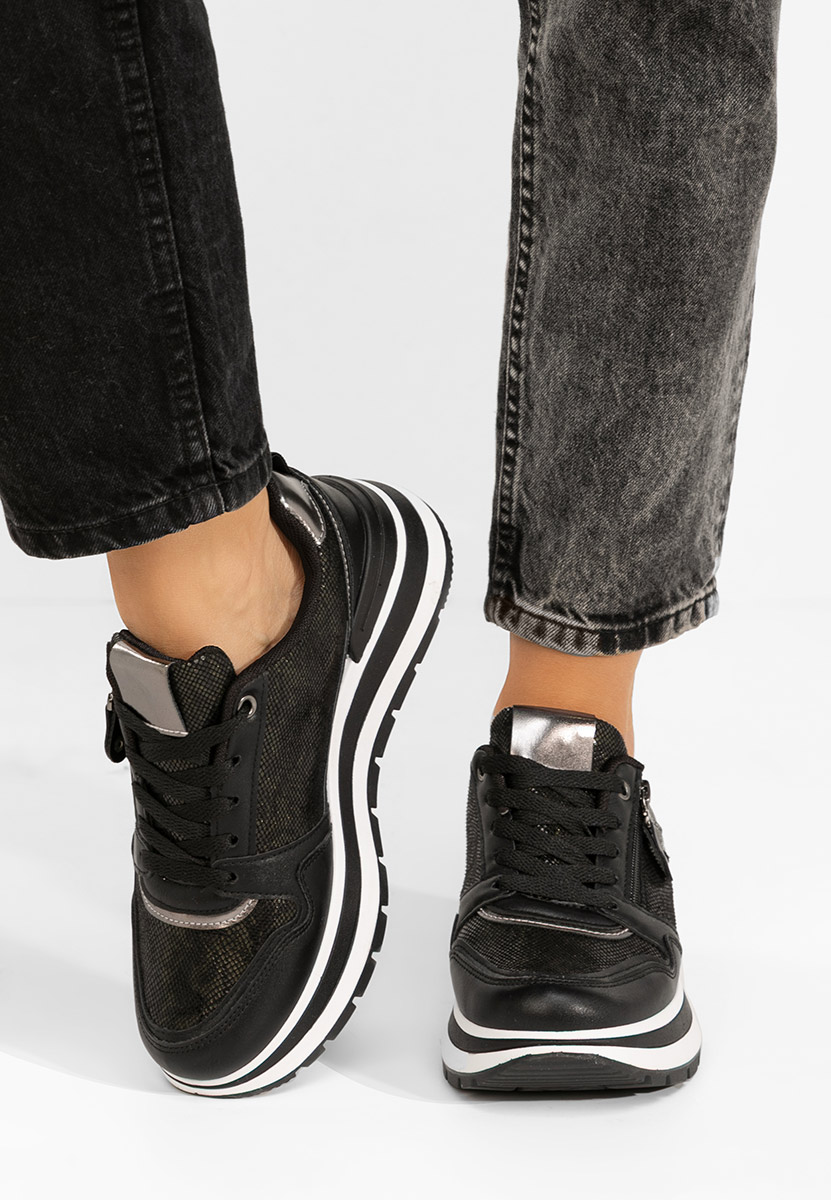 Czarne sneakersy na platformie Selviana V3