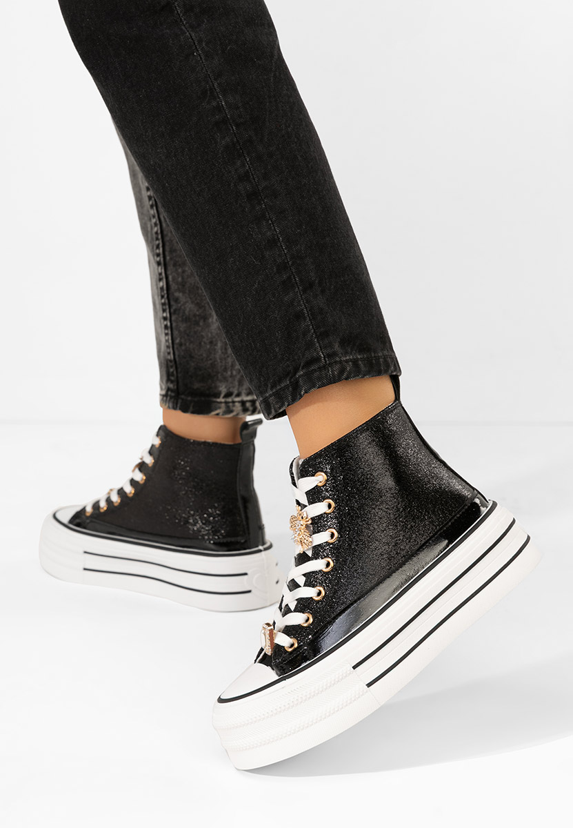 Czarne trampki na platformie Trixy