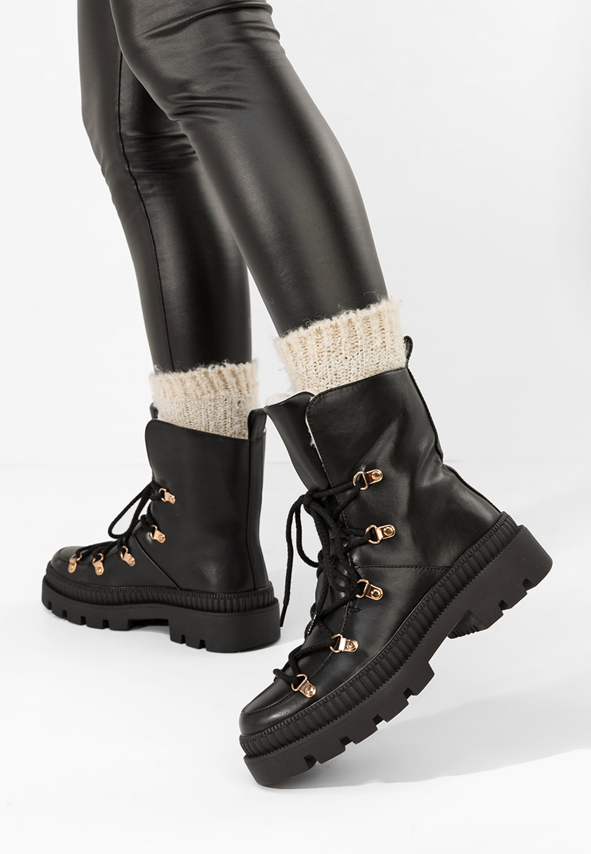 Czarne botki damskie ocieplane Solira Czarne botki damskie ocieplane Solira